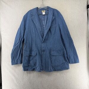 Vintage Haband Travellers Womens Denim Blazer Jacket Blue Long Sleeve 2 Button L